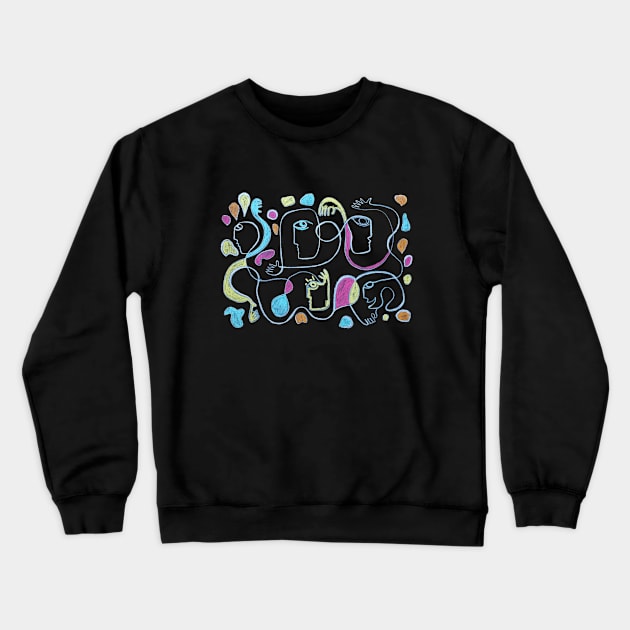 Colorful Line Art Portraits: Thoughts dancing high above Crewneck Sweatshirt by ImaginativeDesigns